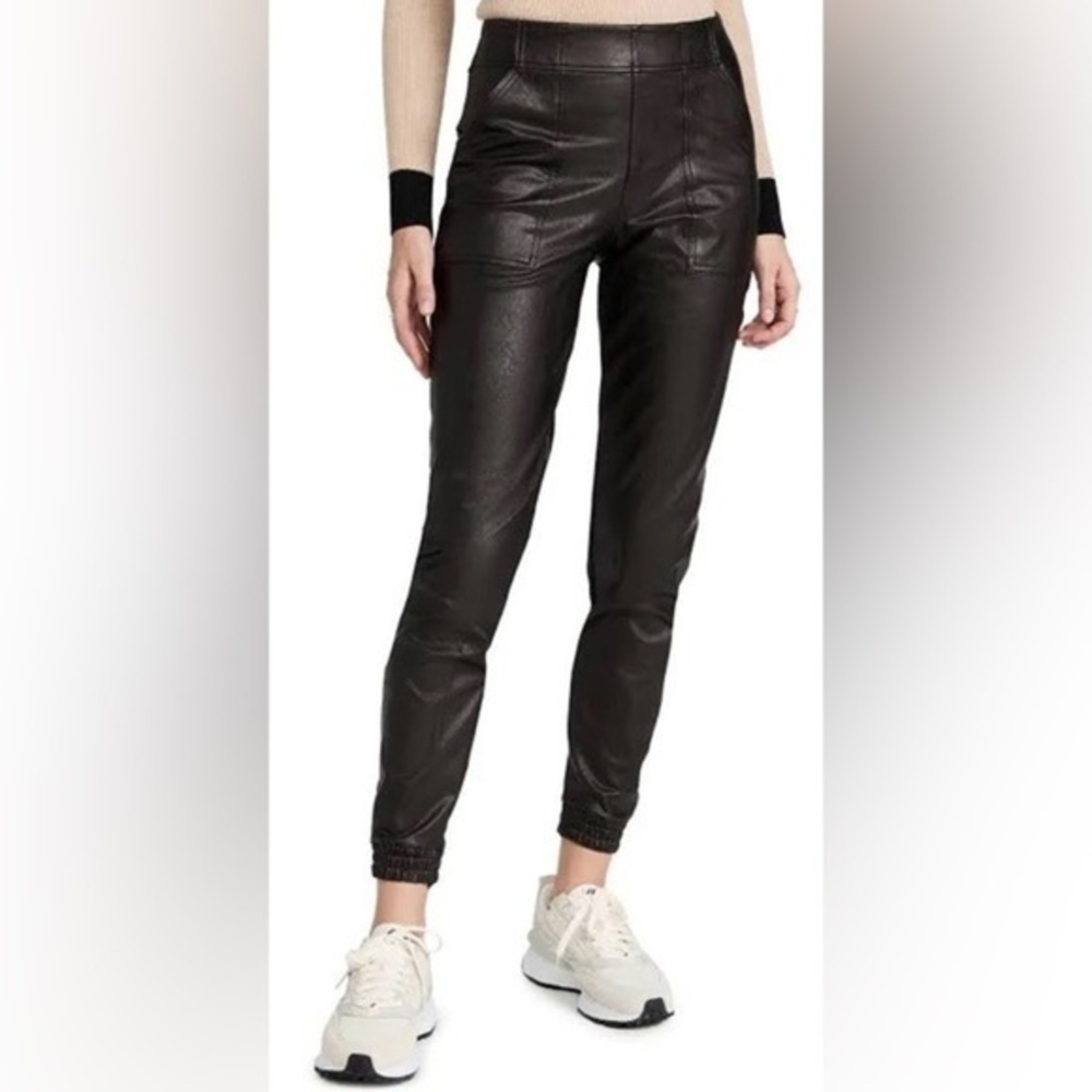 Spanx jogger pants Leather-Like Joggers faux leather black noir like new